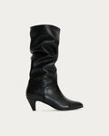 Jasmina 50 Black Leather Knee High Boot - side view