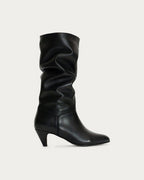 Jasmina 50 Black Leather Knee High Boot - side view