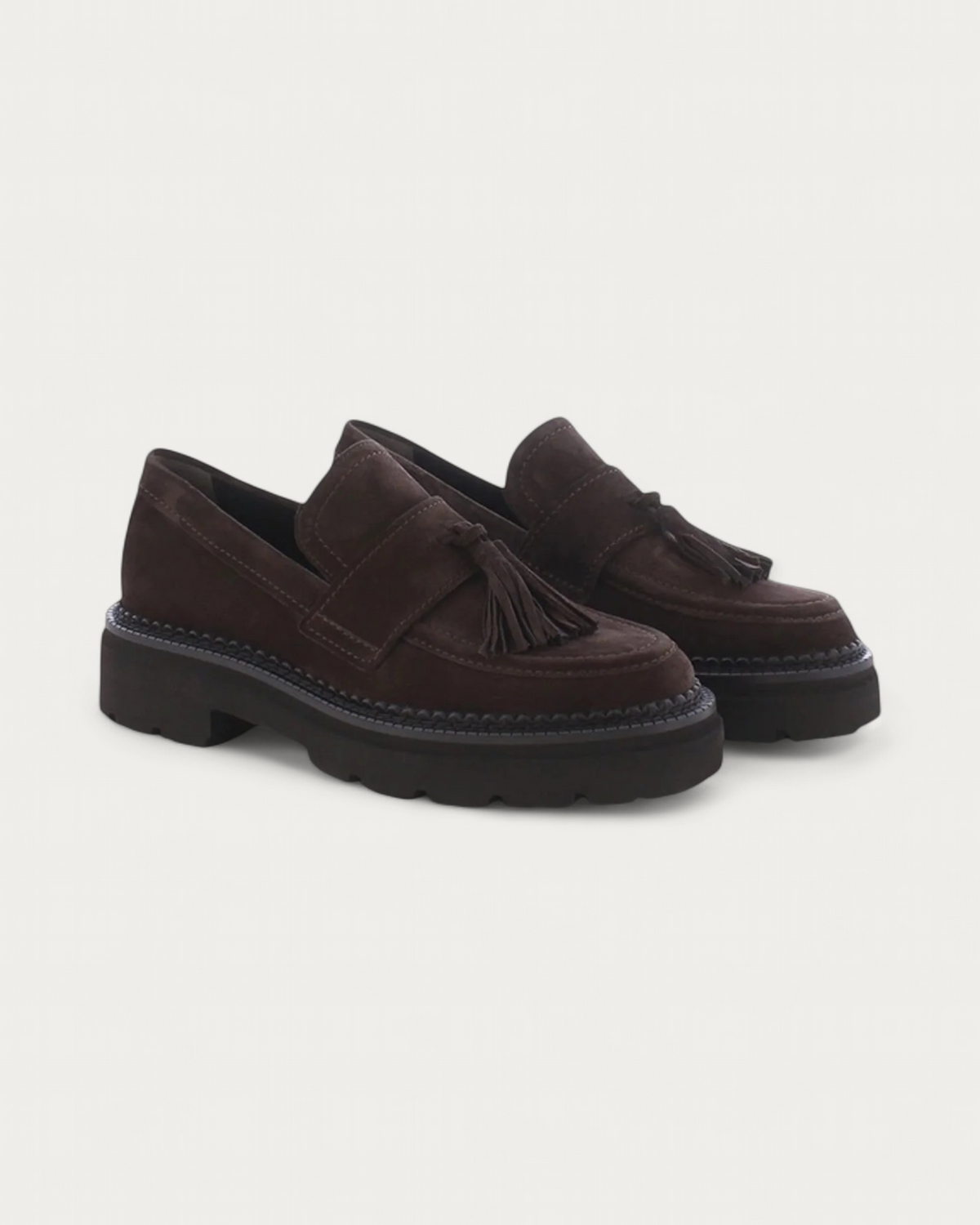 Kennel & Schmenger Chocolate Suede Loafer, pair, front view