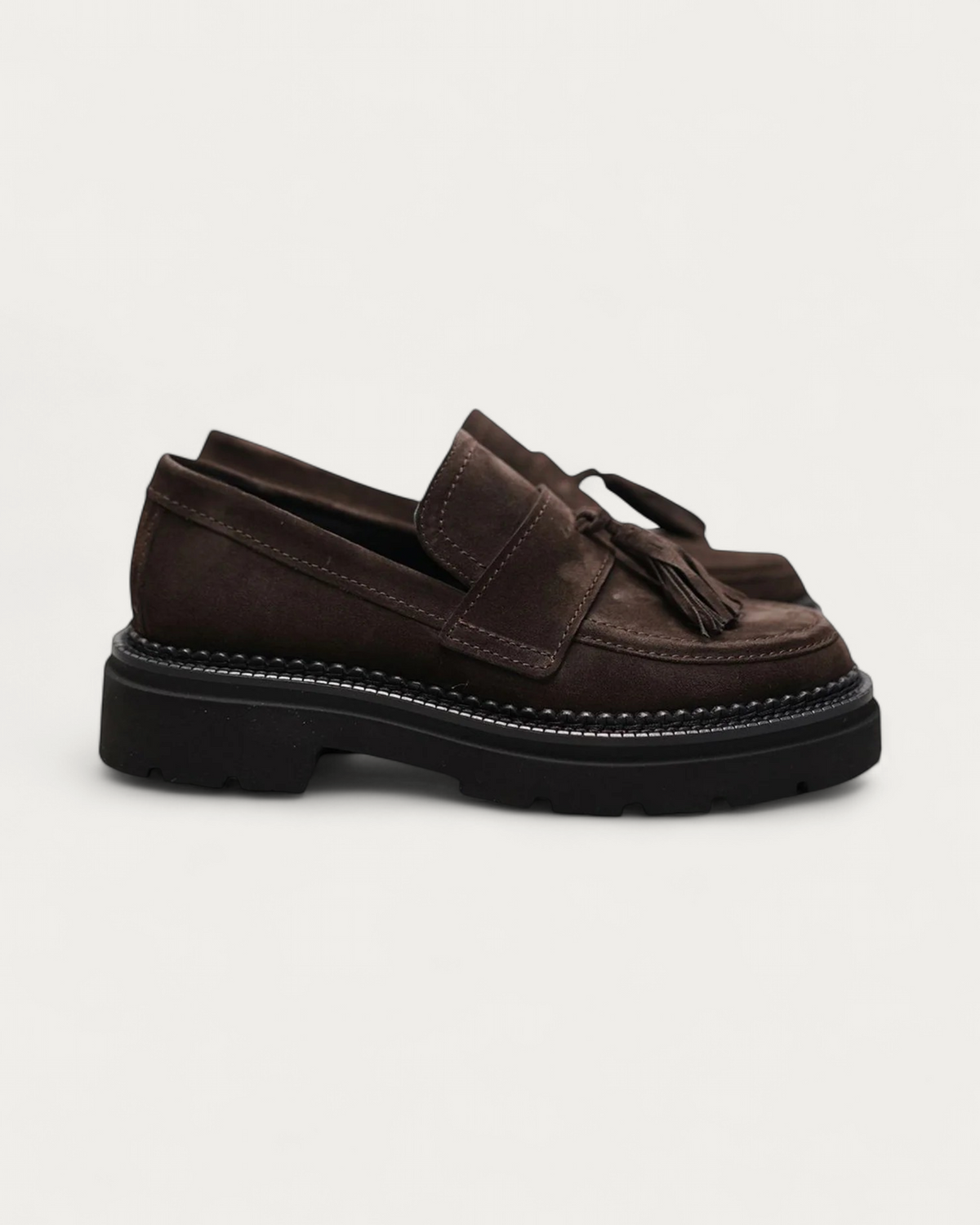 Kennel & Schmenger Chocolate Suede Loafer, three-quarter view