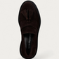 Kennel & Schmenger Chocolate Suede Loafer, top view showing tassel detail
