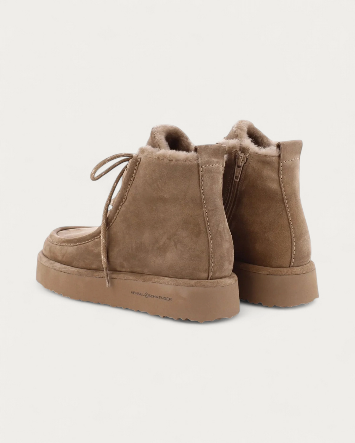 Kennel & Schmenger Shearling Laced Boot in Sand, back view