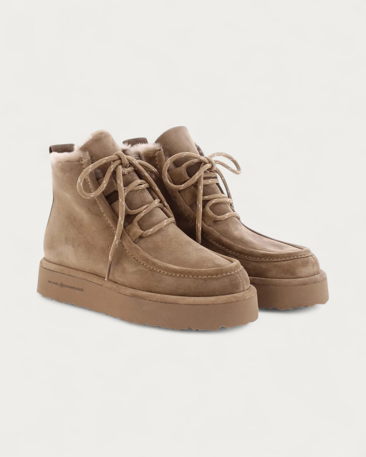 Kennel & Schmenger Shearling Laced Boot in Sand, pair