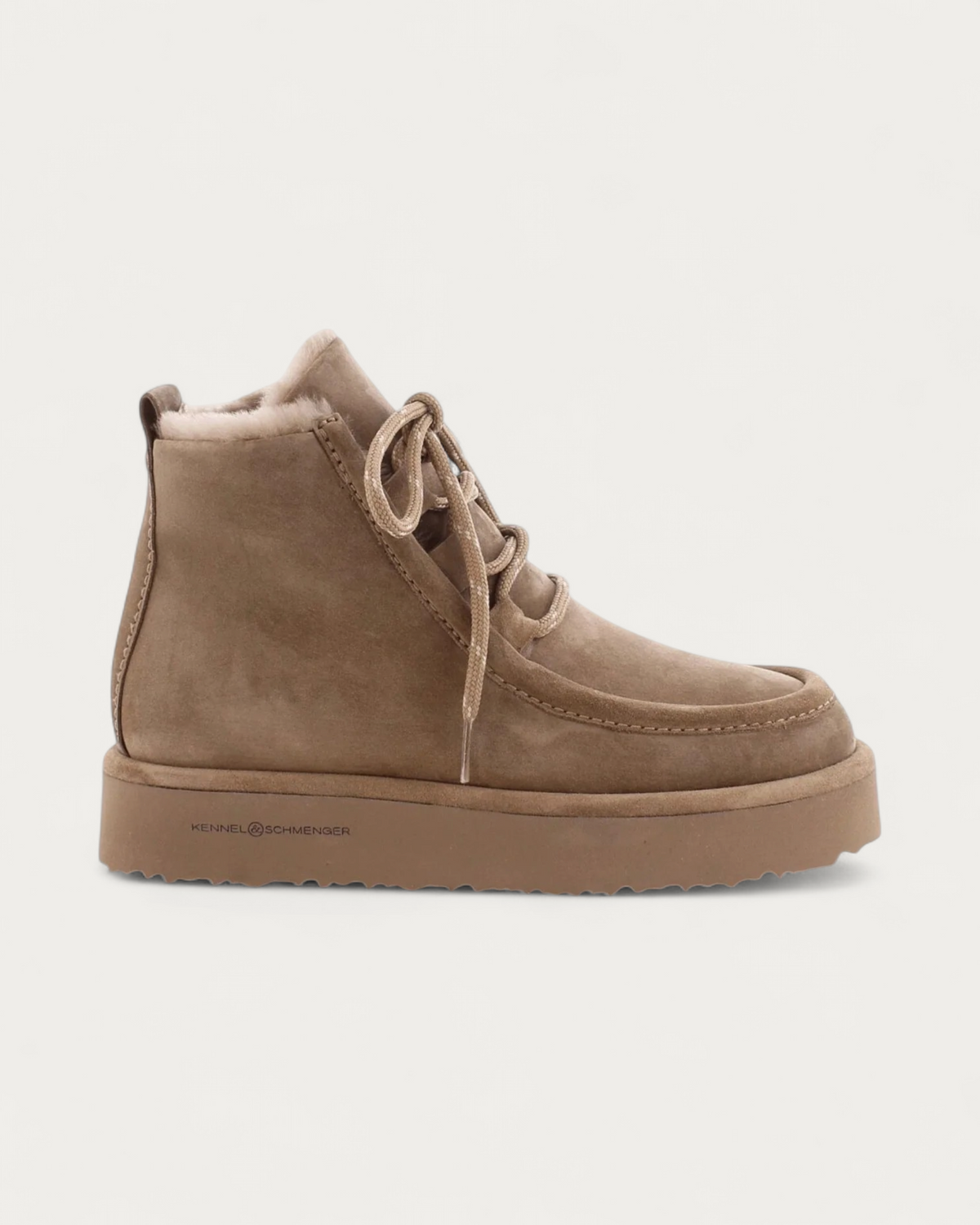 Kennel & Schmenger Shearling Laced Boot in Sand, side profile
