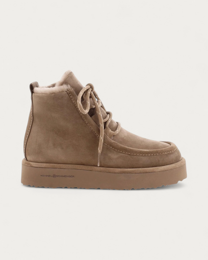 Kennel & Schmenger Shearling Laced Boot in Sand, side profile