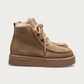 Kennel & Schmenger Shearling Laced Boot in Sand, three-quarter view