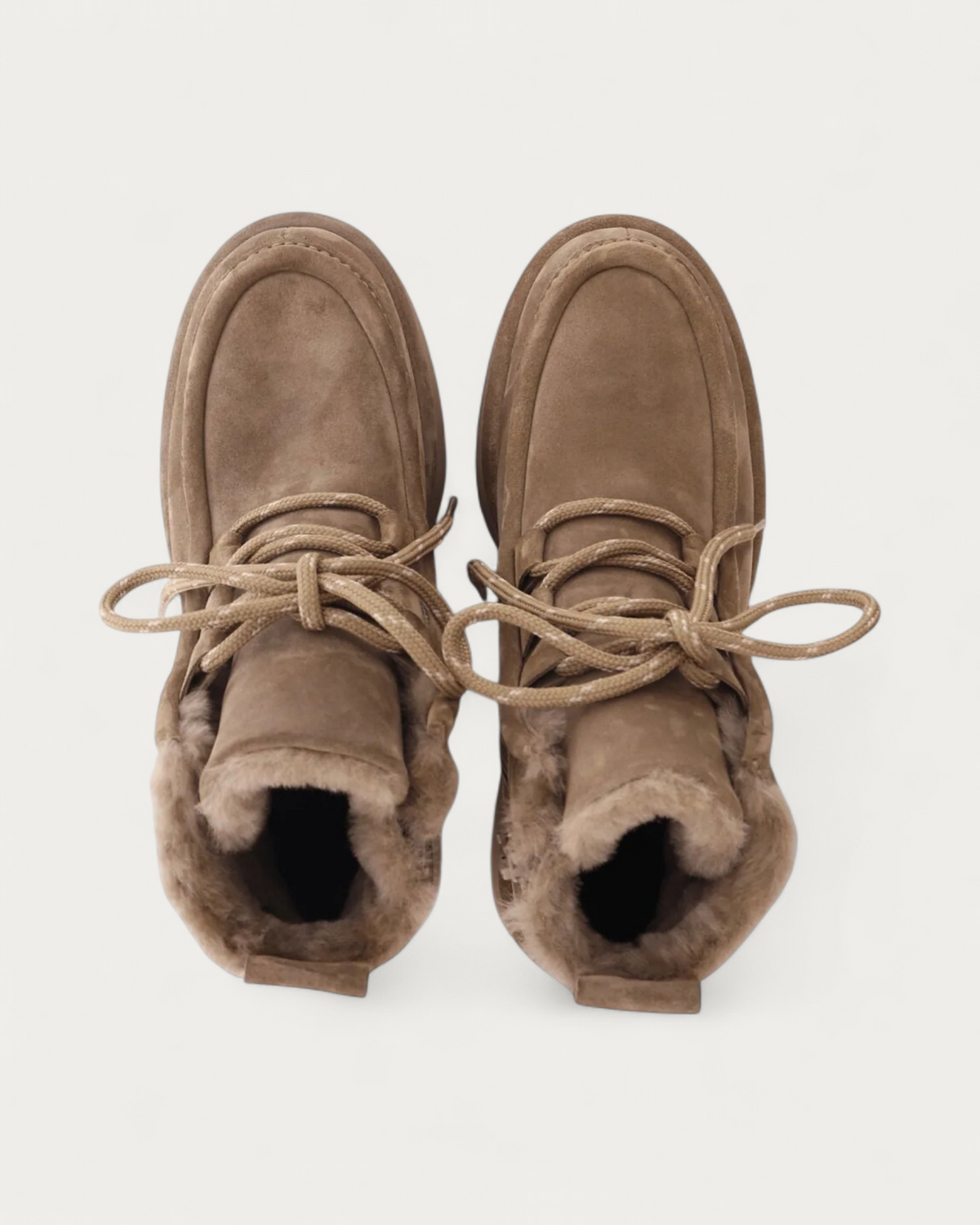 Kennel & Schmenger Shearling Laced Boot in Sand, top view showing shearling lining