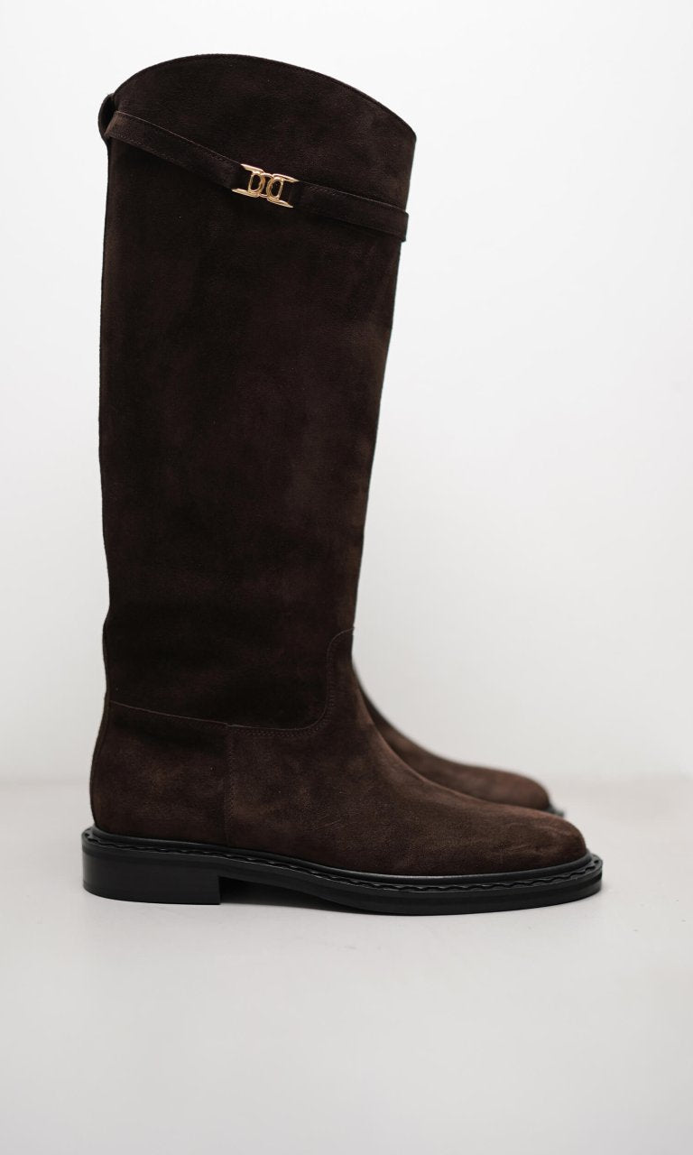 Knee High In Brown Suede