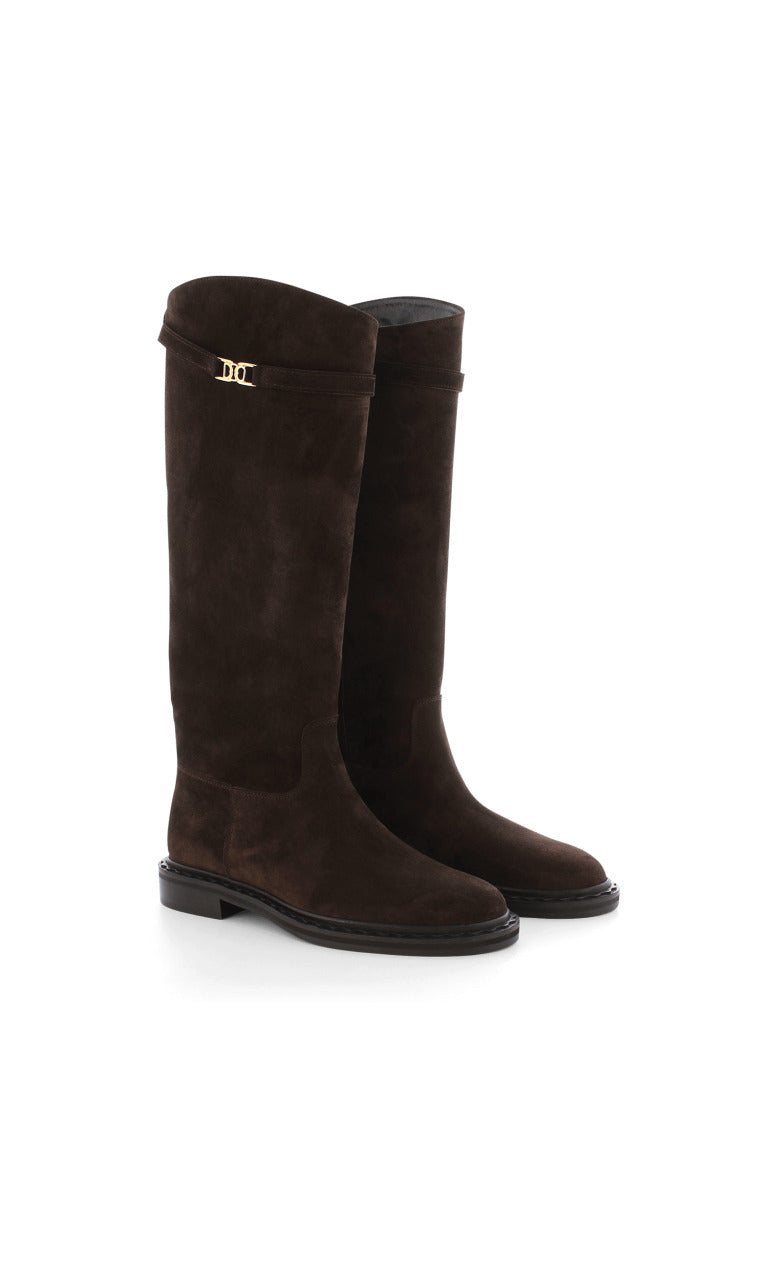 Knee High In Brown Suede