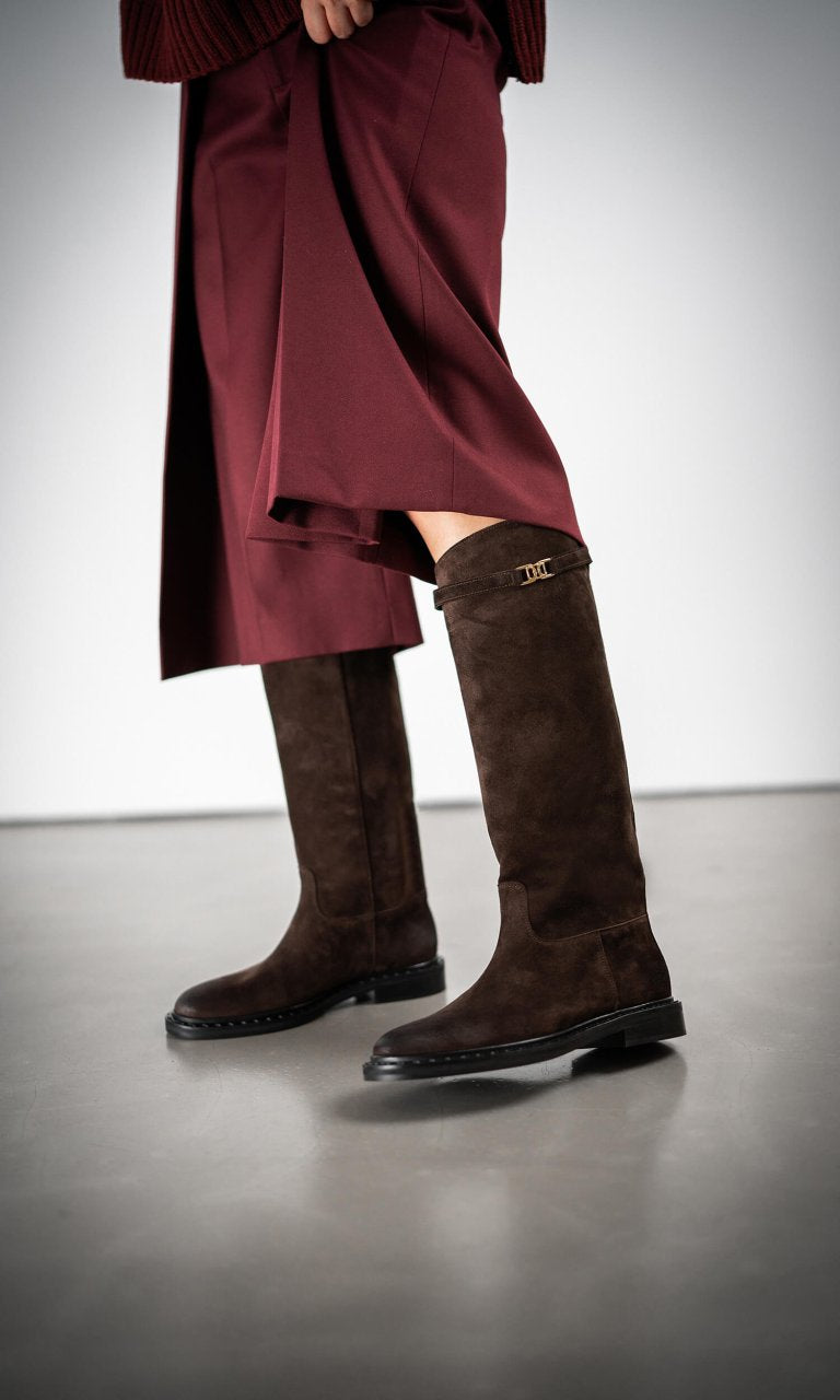 Knee High In Brown Suede