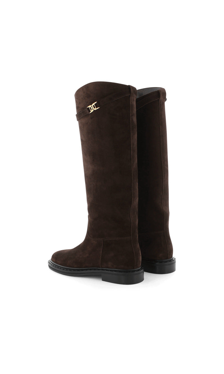 Knee High In Brown Suede