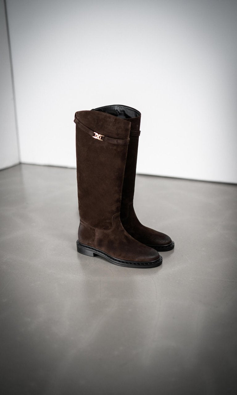 Knee High In Brown Suede