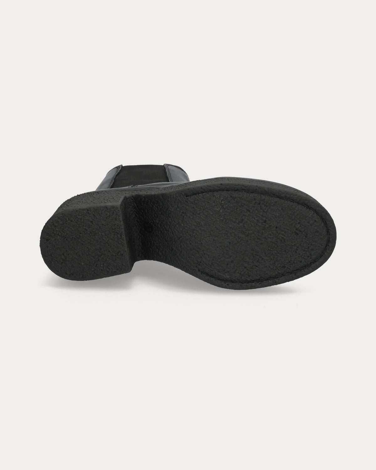 Laurell 65 black leather Chelsea boot, TR crepe outsole and block heel
