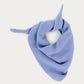 Le Bonnet Wool Bandana in Light Blue Sky, a pale blue knotted wool bandana, product photo on a soft off-white background