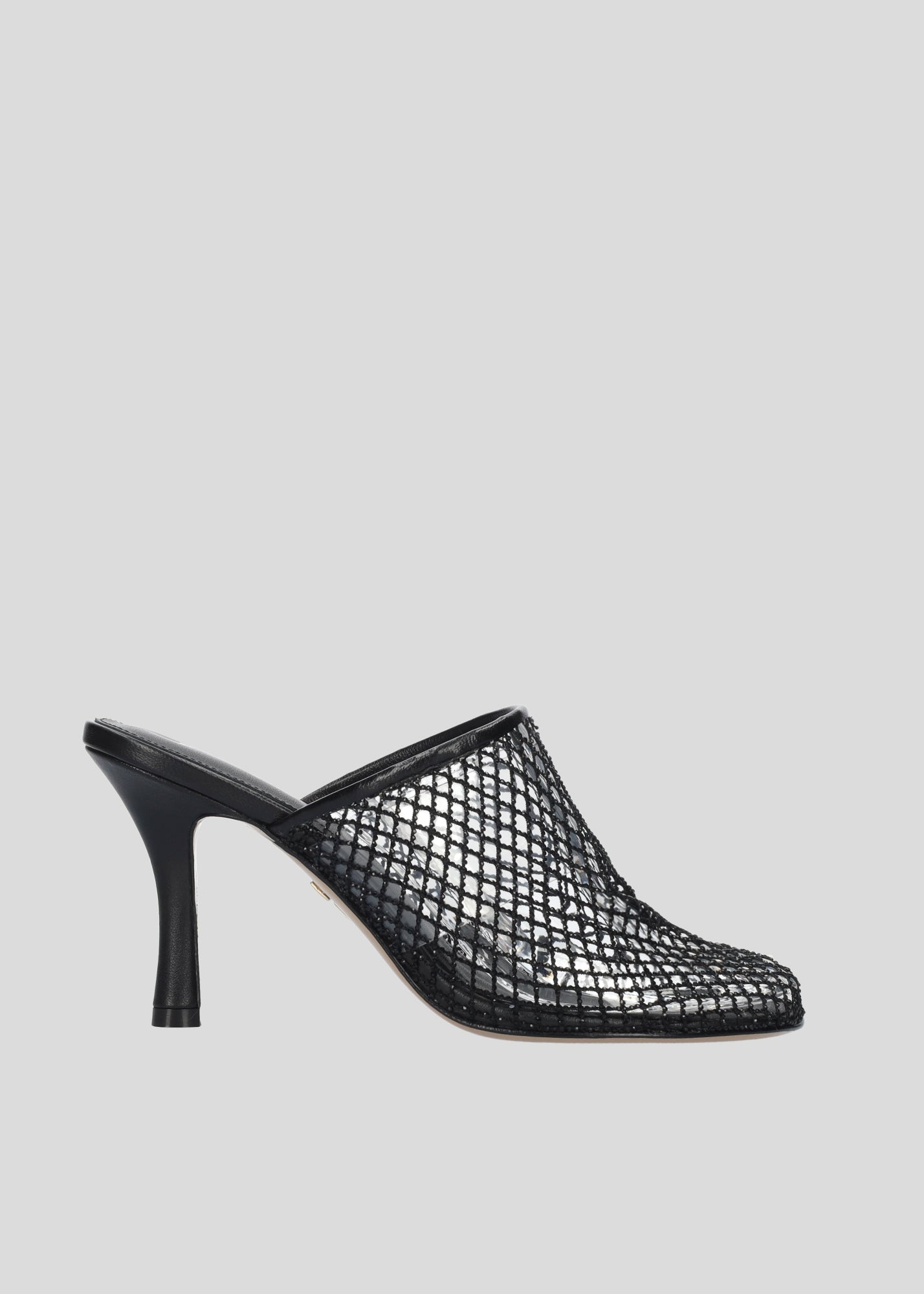 Embellished Net Mule In Black