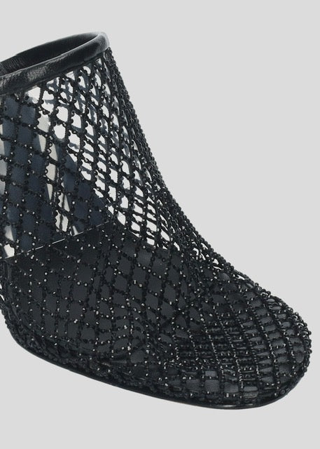 Embellished Net Mule In Black