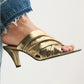 Folded Leather Gold Mule