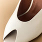 White Leather Peep Toe Mule