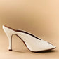 White Leather Peep Toe Mule