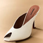 White Leather Peep Toe Mule
