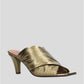 Folded Leather Gold Mule
