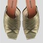 Folded Leather Gold Mule