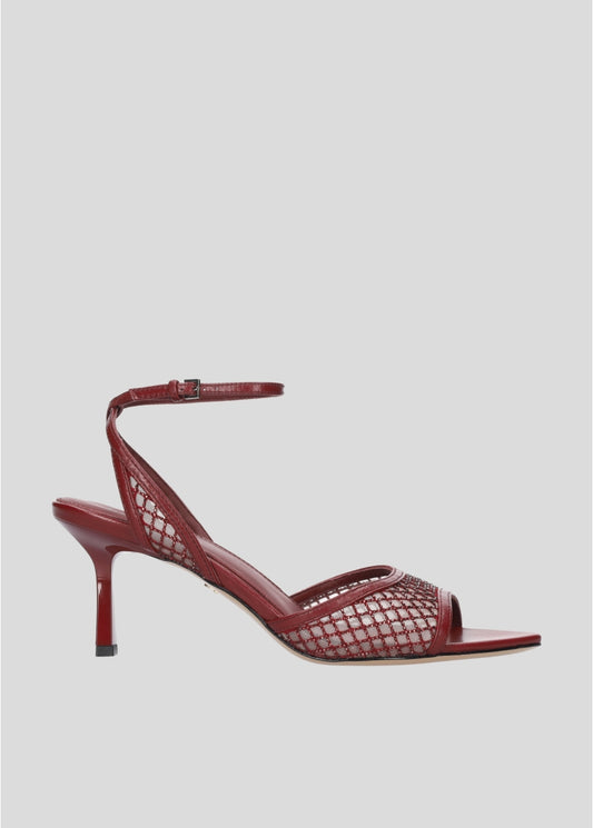 Ankle Strap In Emebellished Net Fabric