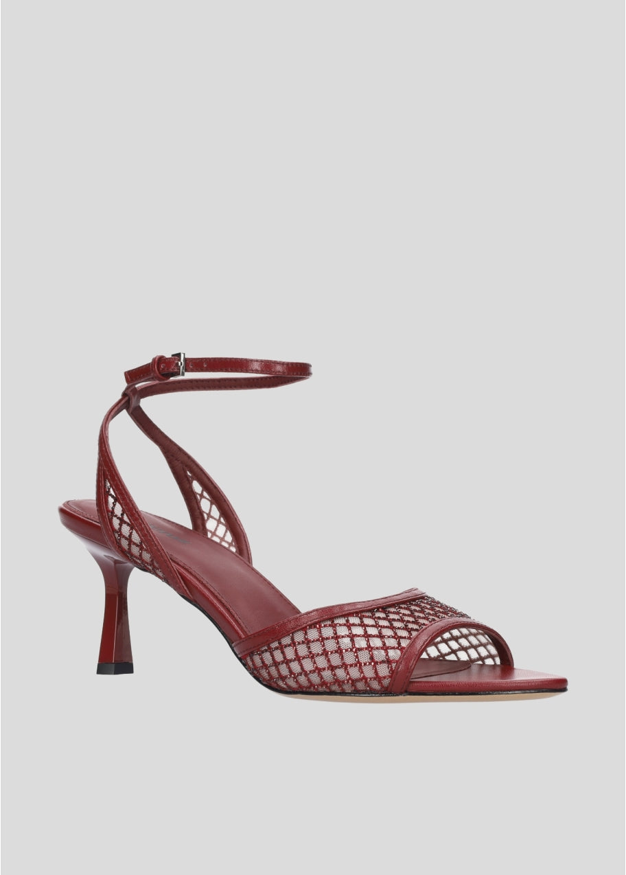 Ankle Strap In Emebellished Net Fabric