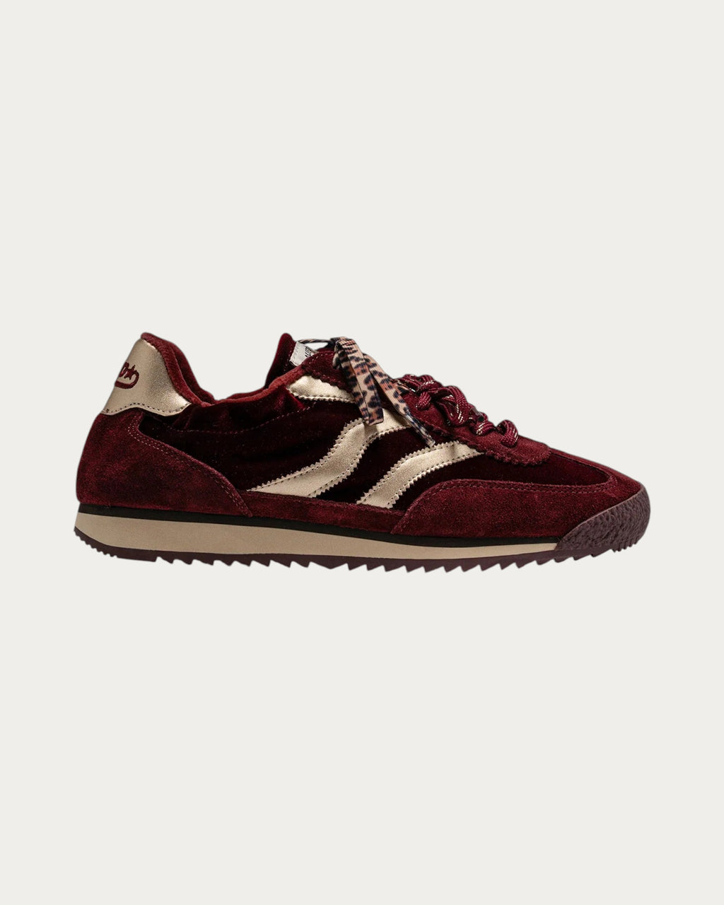 MRP Star Utah Velvet Sneaker In Burgundy, side view