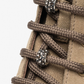 Nero Giardini Beige Nubuck Lace-Up Boot with Crystal Laces, crystal lace beads and eyelets close-up