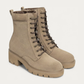 Nero Giardini Beige Nubuck Lace-Up Boot with Crystal Laces, pair three-quarter view