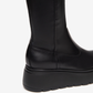 Nero Giardini Black Knee High Platform Boot, heel and platform sole close-up
