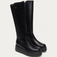 Nero Giardini Black Knee High Platform Boot, pair three-quarter view