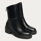Nero Giardini Black Leather Back Zip Boot, pair three-quarter view