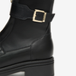 Nero Giardini Black Leather Boot with Buckle Strap and Front Zip, buckle strap close-up