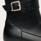 Nero Giardini Black Leather Boot with Buckle Strap and Front Zip, heel and sole detail
