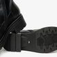 Nero Giardini Black Leather Boot with Buckle Strap and Front Zip, outsole with Italian flag mark