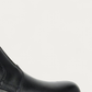 Nero Giardini Black Leather Boot with Buckle Strap and Front Zip, toe detail