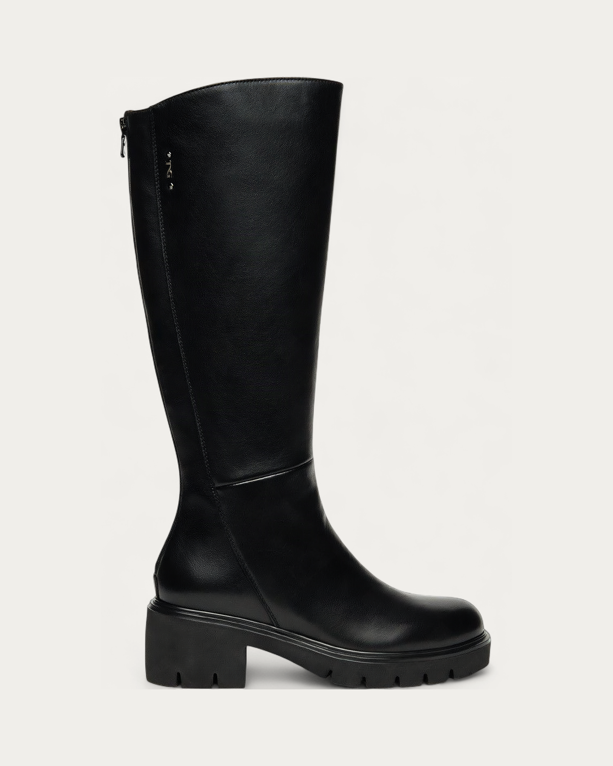 Nero Giardini Black Leather Knee High Boot, side profile