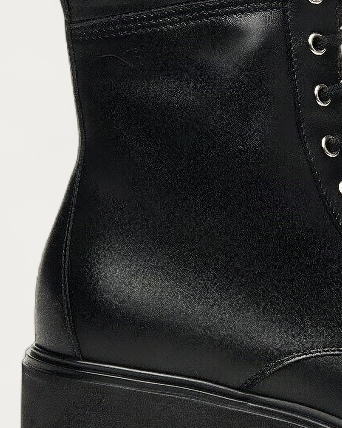Nero Giardini Black Leather Lace-Up Boot with Crystal Laces, heel and sole detail