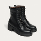 Nero Giardini Black Leather Lace-Up Boot with Crystal Laces, pair three-quarter view