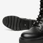 Nero Giardini Black Leather Lace-Up Boot with Crystal Laces, outsole with Italian flag mark