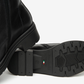 Nero Giardini Black Leather Lace-Up Boot with Gold Side Zip, outsole with Italian flag mark
