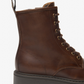 Nero Giardini Brown Leather Lace-Up Boot, lace eyelets and heel close-up