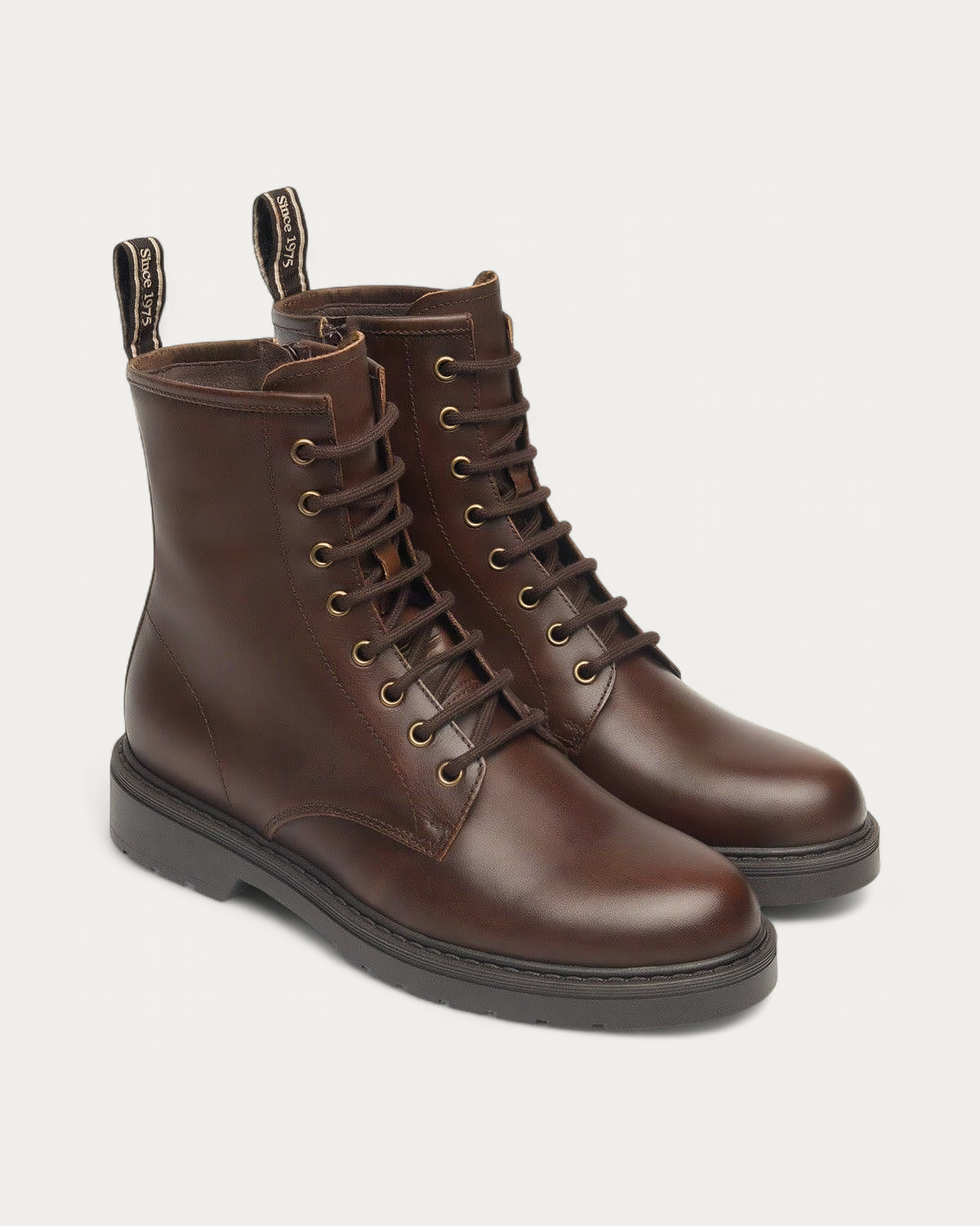 Nero Giardini Brown Leather Lace-Up Boot, pair three-quarter view