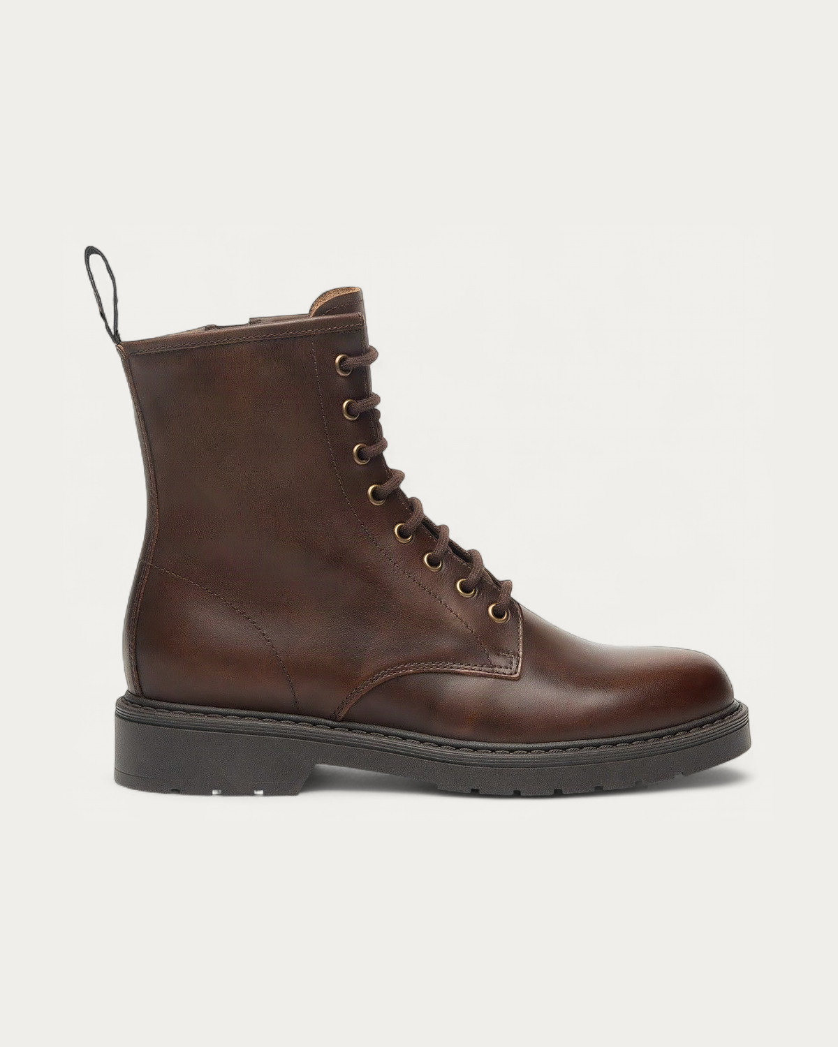Nero Giardini Brown Leather Lace-Up Boot, side profile
