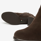 Nero Giardini Brown Suede Block Heel Ankle Boot, outsole with Italian flag mark