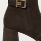 Nero Giardini Brown Suede Knee High Block Heel Boot, heel and sole detail
