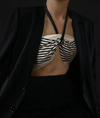 No.1 in Sand scarf by Lescarf styled as a halter top