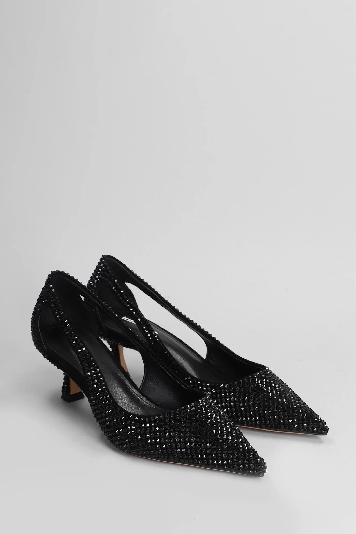 Nowa Kitten Heel Black Cystals